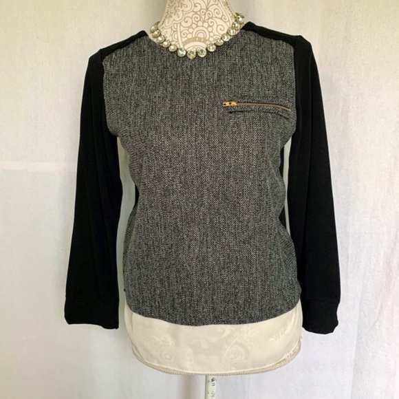 Goodnight Macaroon // Black, Grey Layered Top M - Picture 1 of 7